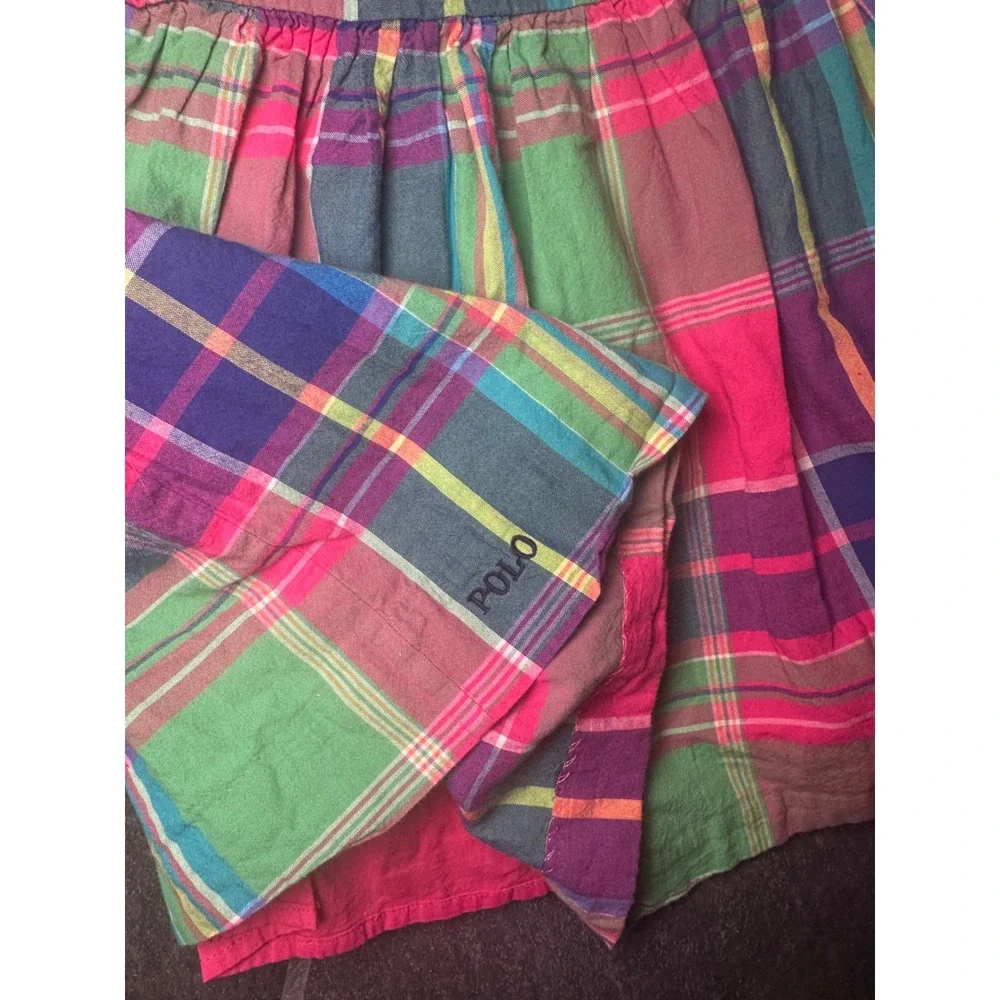 Ralph Lauren Polo Baby Girl Plaid Ruffle Sleeveless Dress Multi-Color 18M